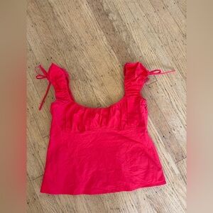 Elodie crop top puff sleeve peasant boho top bow accents